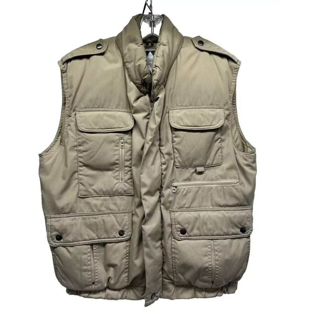 Vintage Alaska Down and Leather Mens Medium Tan Vest (Read Description) (HU)
